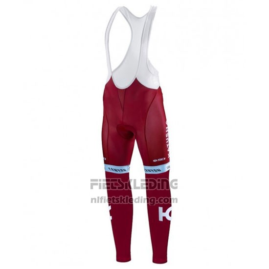 2016 Fietskleding Katusha Alpecin Wit en Rood Lange Mouwen en Koersbroek